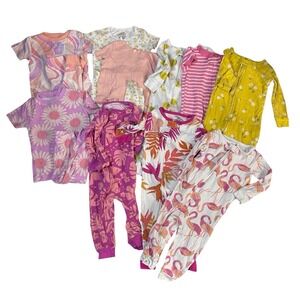Girls 12 Months Carter's Pajama Bundle Pink 10 Sets Summer Spring Footies